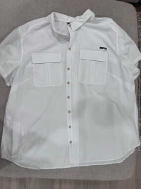 Eddie Bauer White Short Sleeve Button-Up Shirt